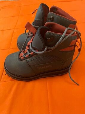 Simms Mens Tributary Wading Boots 7 Lace Up Felt Sole Fishing Shoes Gray